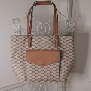 Michael Kors Beige and Brown Signature Tote